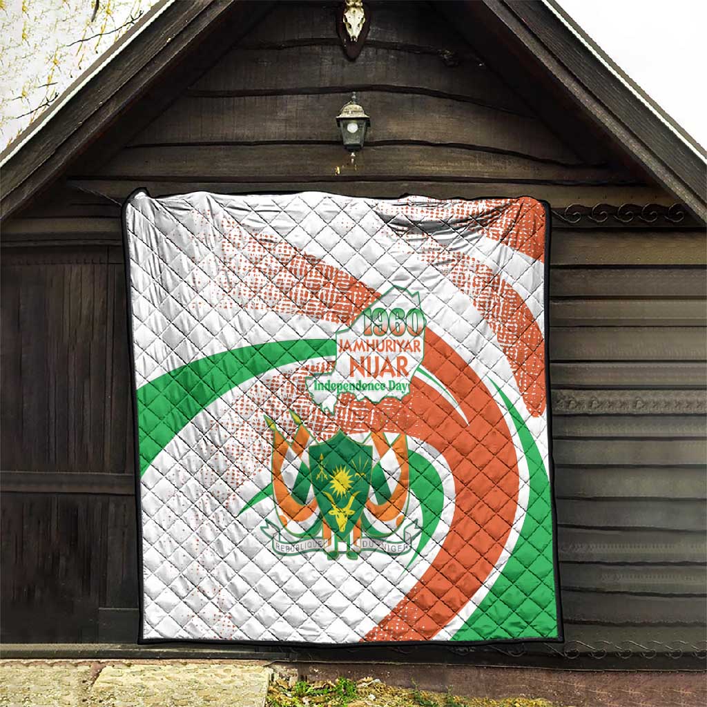 Happy Jamhuriyar Nijar Independence Day Quilt Coat Of Arm With Niger Map LT15