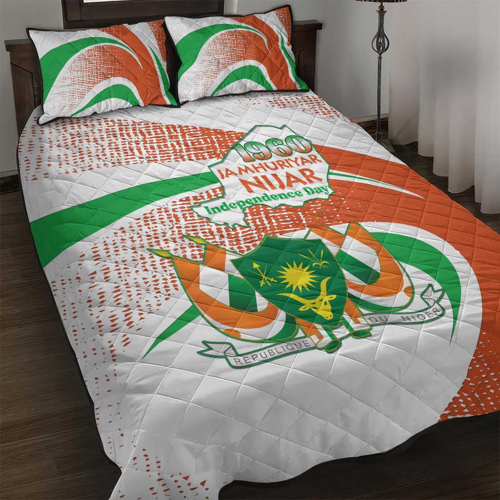 Happy Jamhuriyar Nijar Independence Day Quilt Bed Set Coat Of Arm With Niger Map LT15