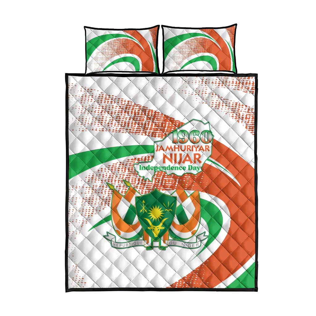 Happy Jamhuriyar Nijar Independence Day Quilt Bed Set Coat Of Arm With Niger Map LT15