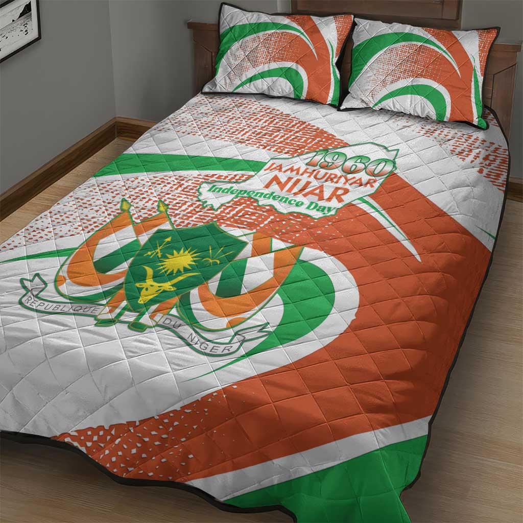 Happy Jamhuriyar Nijar Independence Day Quilt Bed Set Coat Of Arm With Niger Map LT15