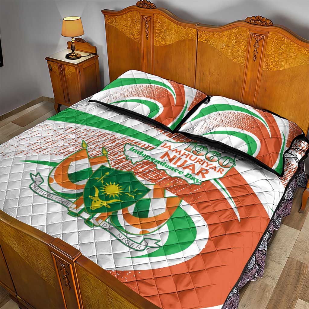 Happy Jamhuriyar Nijar Independence Day Quilt Bed Set Coat Of Arm With Niger Map LT15