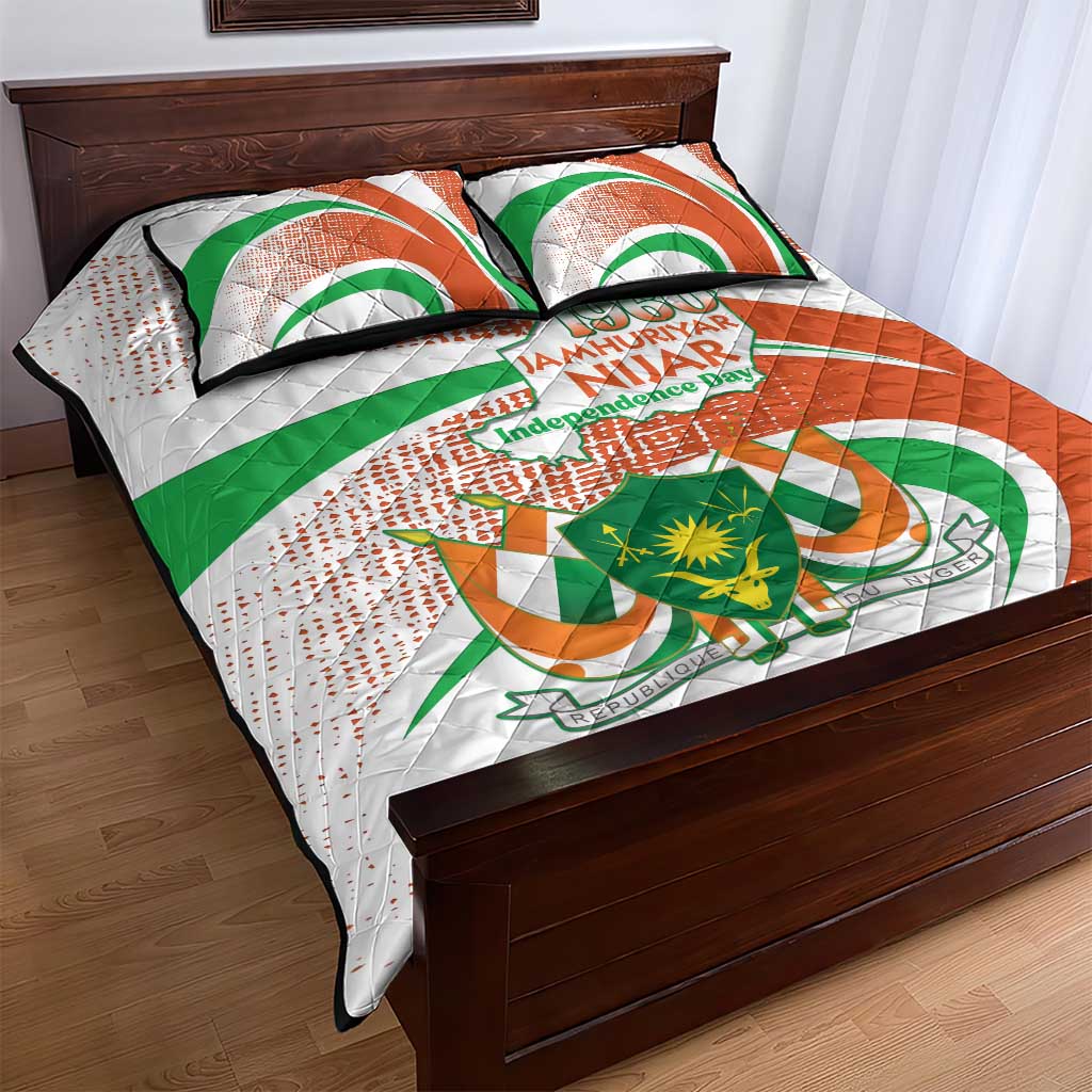 Happy Jamhuriyar Nijar Independence Day Quilt Bed Set Coat Of Arm With Niger Map LT15