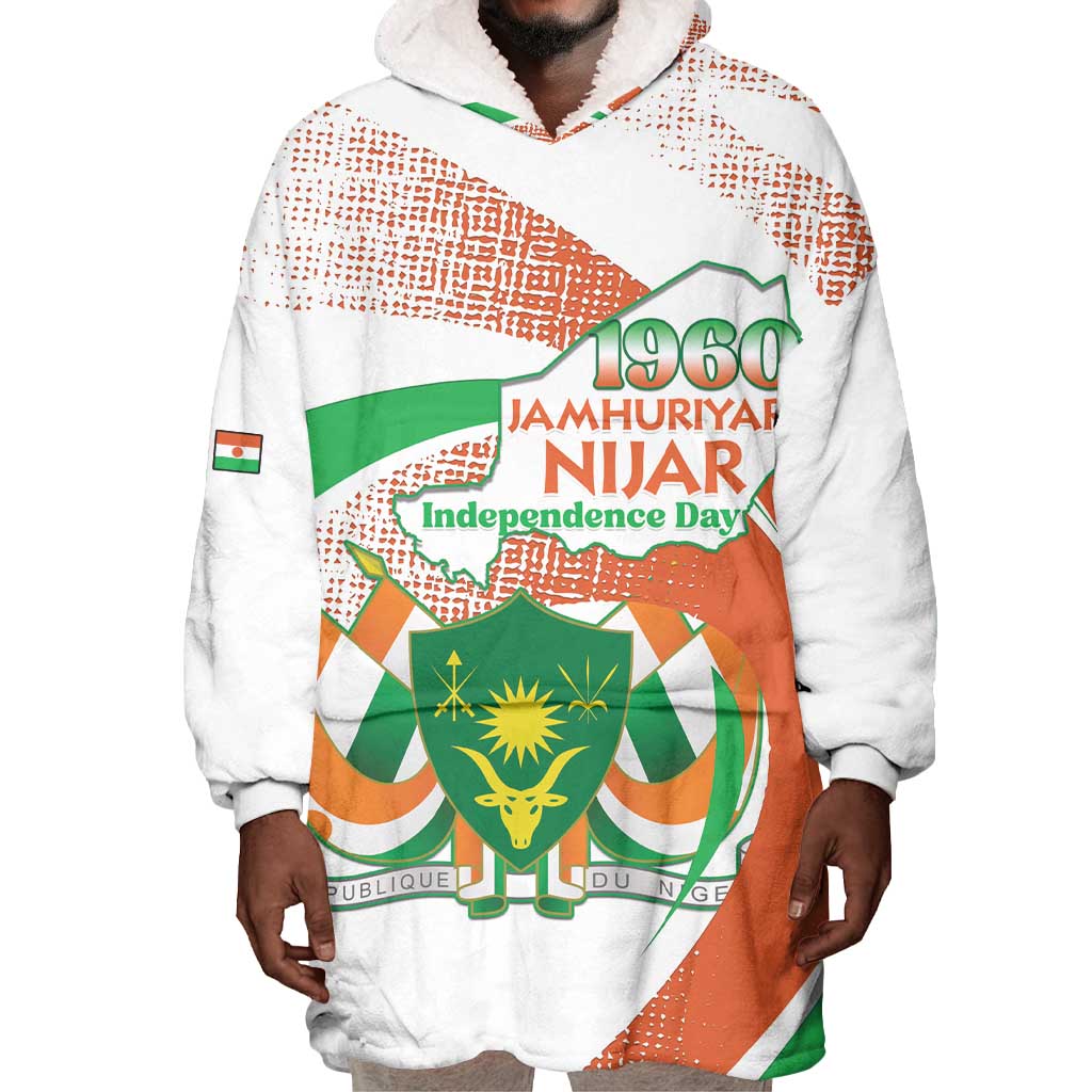 Personalized Happy Jamhuriyar Nijar Independence Day Wearable Blanket Hoodie Coat Of Arm With Niger Map LT15