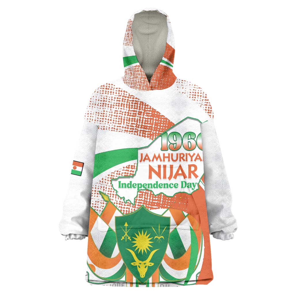Personalized Happy Jamhuriyar Nijar Independence Day Wearable Blanket Hoodie Coat Of Arm With Niger Map LT15