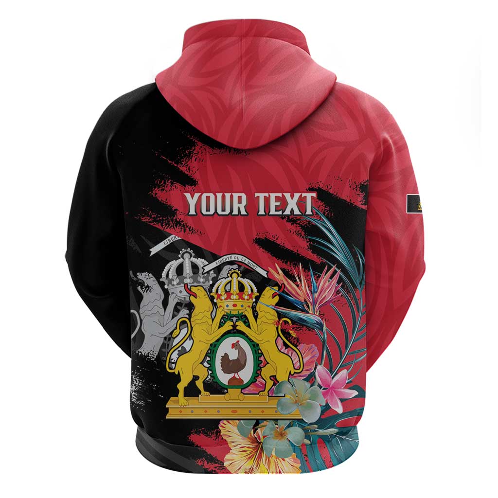 Personalised First Empire of Haiti Hoodie Haitian Coat Of Arms 1804-1806 Tropical Flowers LT15