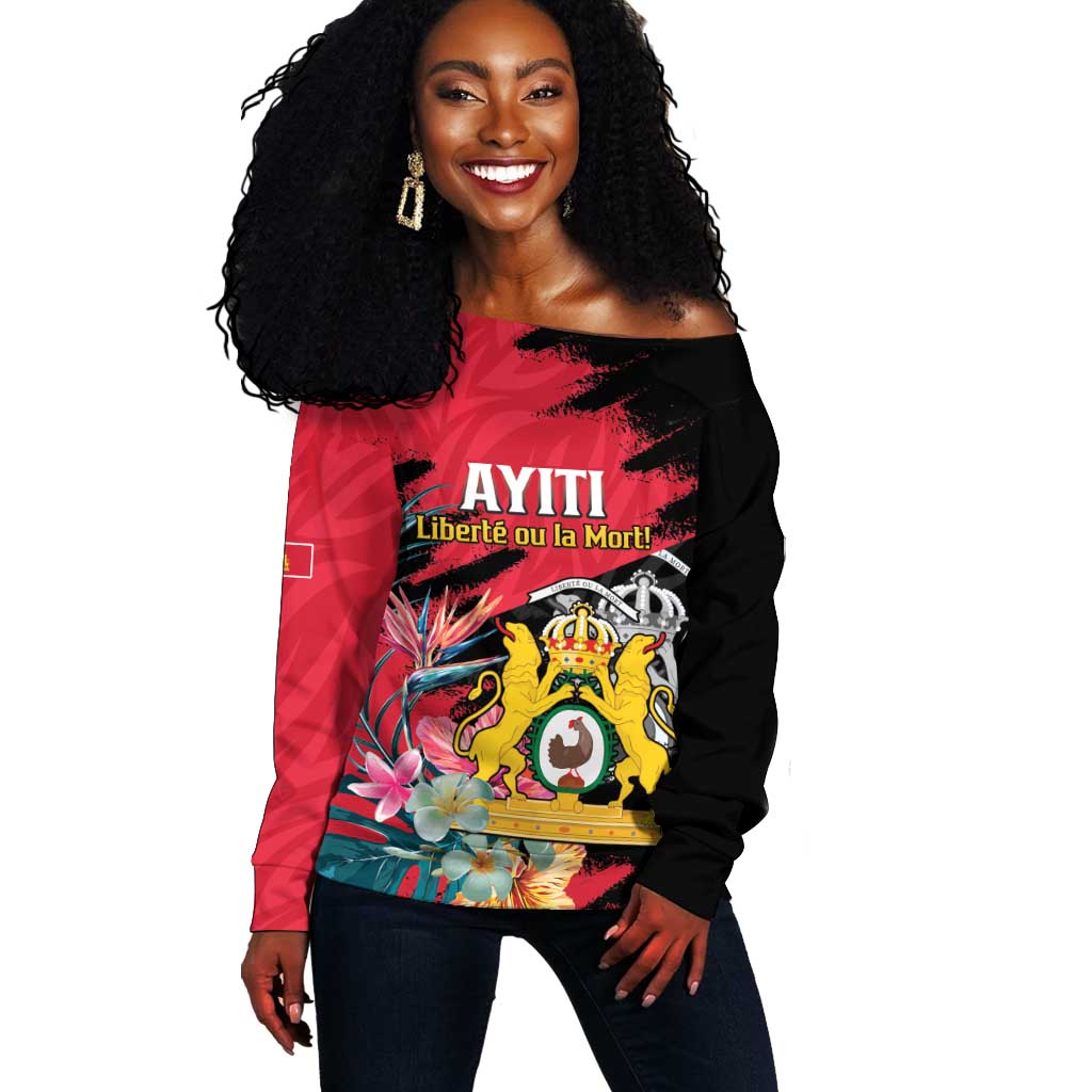 Personalized First Empire of Haiti 1804-1806 Off Shoulder Sweater Liberté ou la Mort! LT15