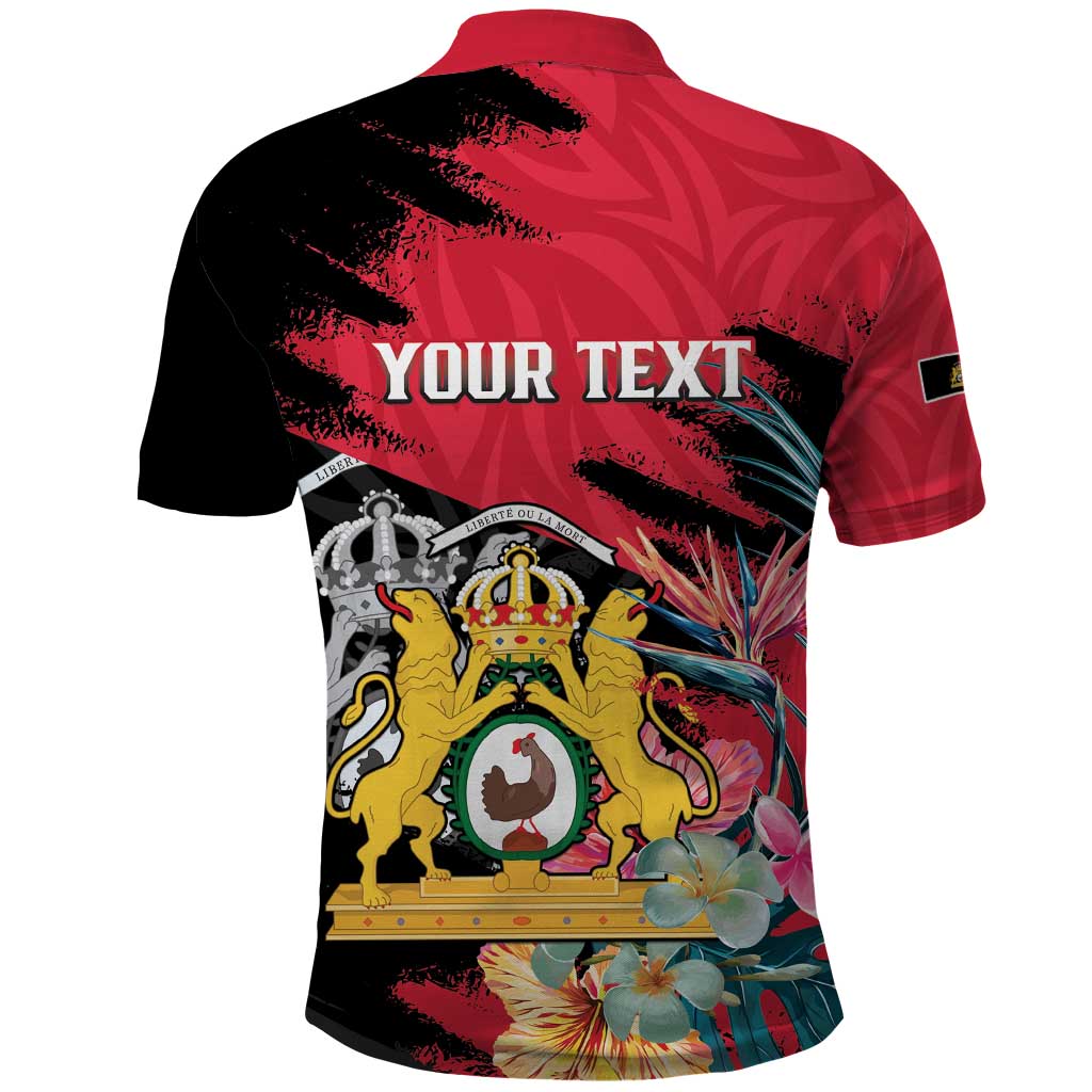 Personalised First Empire of Haiti Polo Shirt Haitian Coat Of Arms 1804-1806 Tropical Flowers LT15