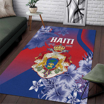 Second Anpi an Ayiti Area Rug Imperial Haiti Coat Of Arms Tropical Flowers LT15