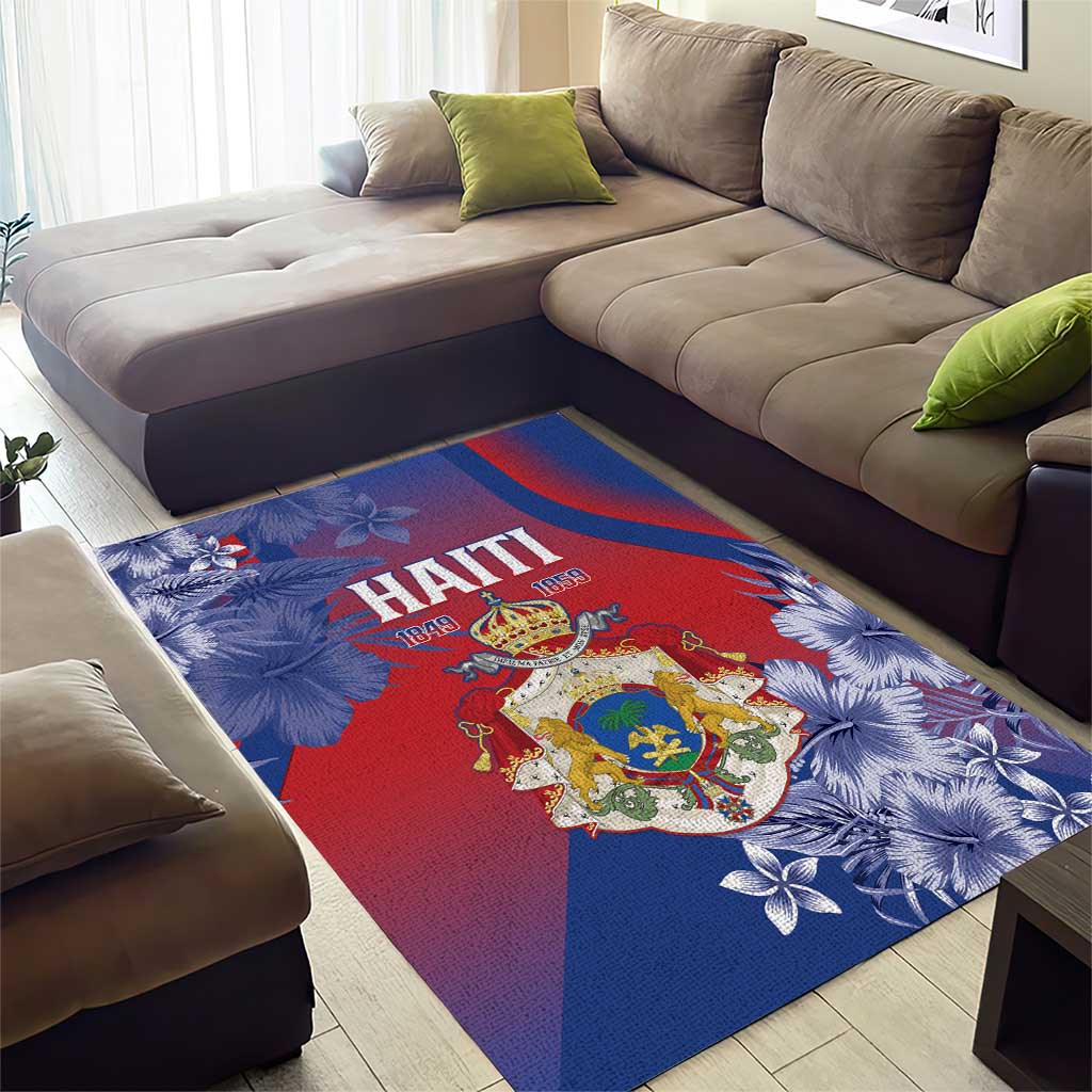 Second Anpi an Ayiti Area Rug Imperial Haiti Coat Of Arms Tropical Flowers LT15