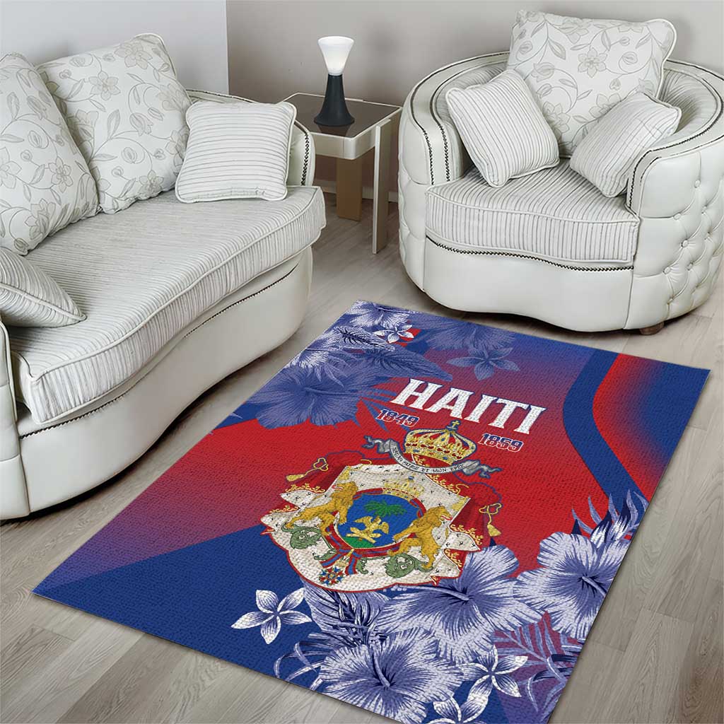 Second Anpi an Ayiti Area Rug Imperial Haiti Coat Of Arms Tropical Flowers LT15