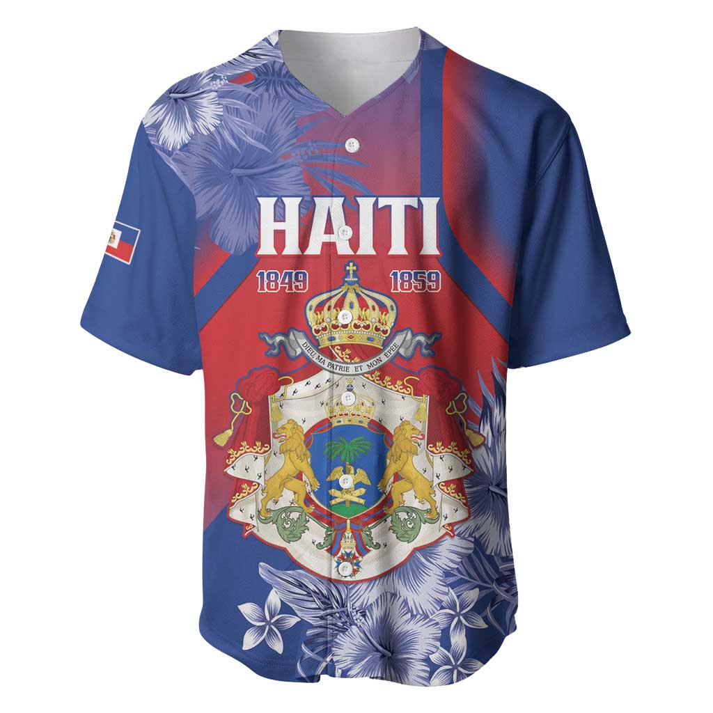 Personalized Second Anpi an Ayiti Baseball Jersey Imperial Haiti Coat Of Arms Tropical Flowers LT15