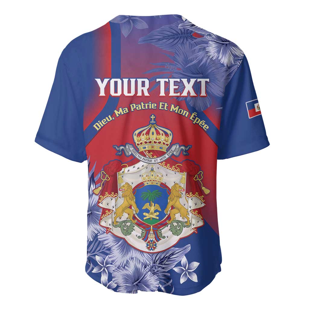 Personalized Second Anpi an Ayiti Baseball Jersey Imperial Haiti Coat Of Arms Tropical Flowers LT15