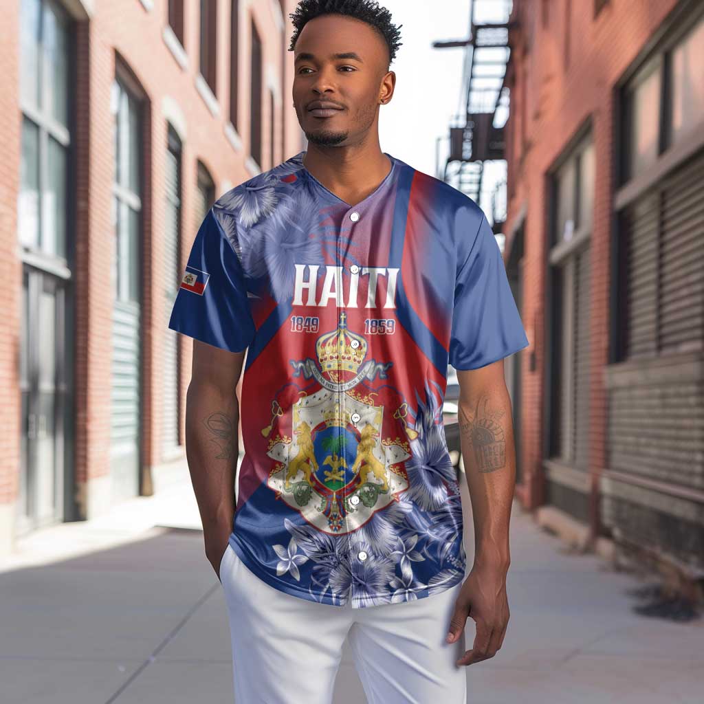 Personalized Second Anpi an Ayiti Baseball Jersey Imperial Haiti Coat Of Arms Tropical Flowers LT15