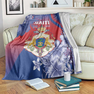 Second Anpi an Ayiti Blanket Imperial Haiti Coat Of Arms Tropical Flowers LT15