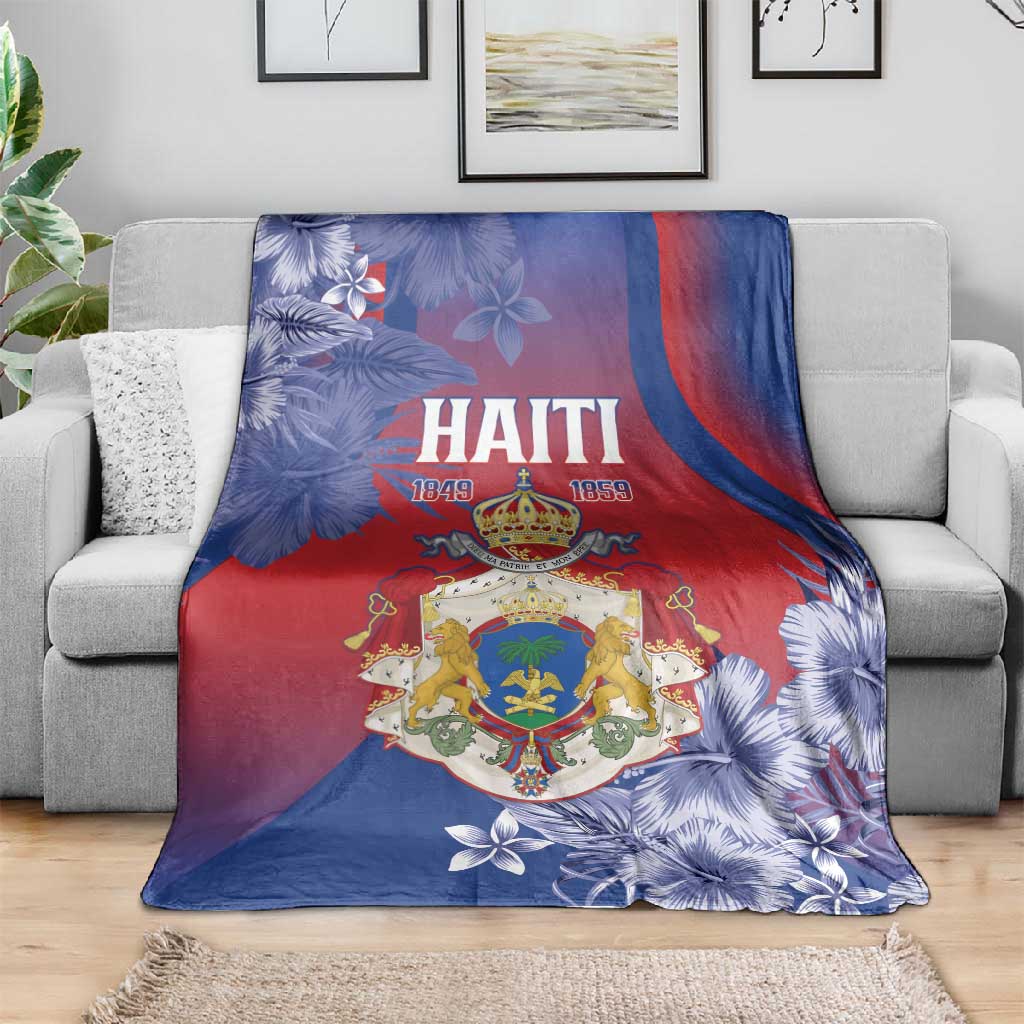 Second Anpi an Ayiti Blanket Imperial Haiti Coat Of Arms Tropical Flowers LT15