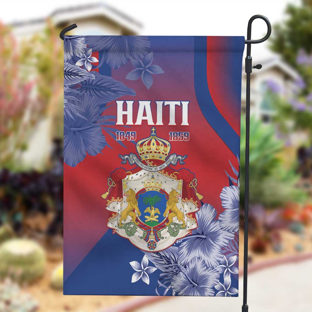 Second Anpi an Ayiti Garden Flag Imperial Haiti Coat Of Arms Tropical Flowers LT15