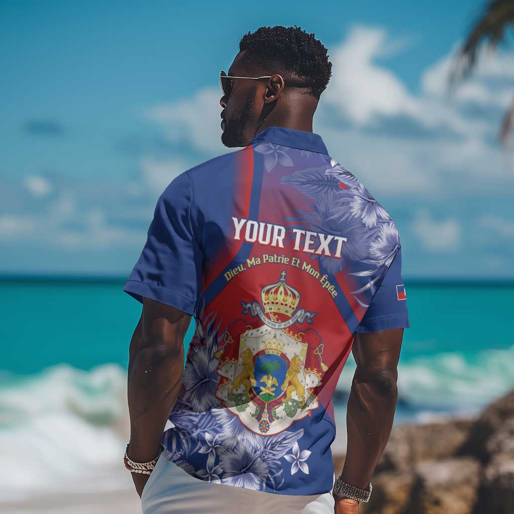 Personalized Second Anpi an Ayiti Hawaiian Shirt Imperial Haiti Coat Of Arms Tropical Flowers LT15