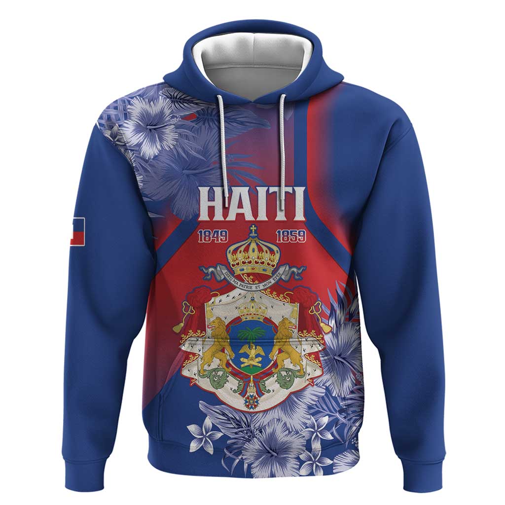 Personalised Second Empire of Haiti Hoodie Imperial Coat Of Arms 1849-1859 Tropical Flowers LT15
