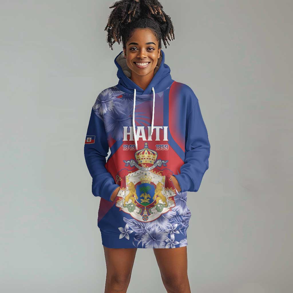 Personalized Second Anpi an Ayiti Hoodie Dress Imperial Haiti Coat Of Arms Tropical Flowers LT15