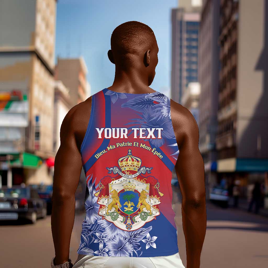 Personalized Second Anpi an Ayiti Men Tank Top Imperial Haiti Coat Of Arms Tropical Flowers LT15
