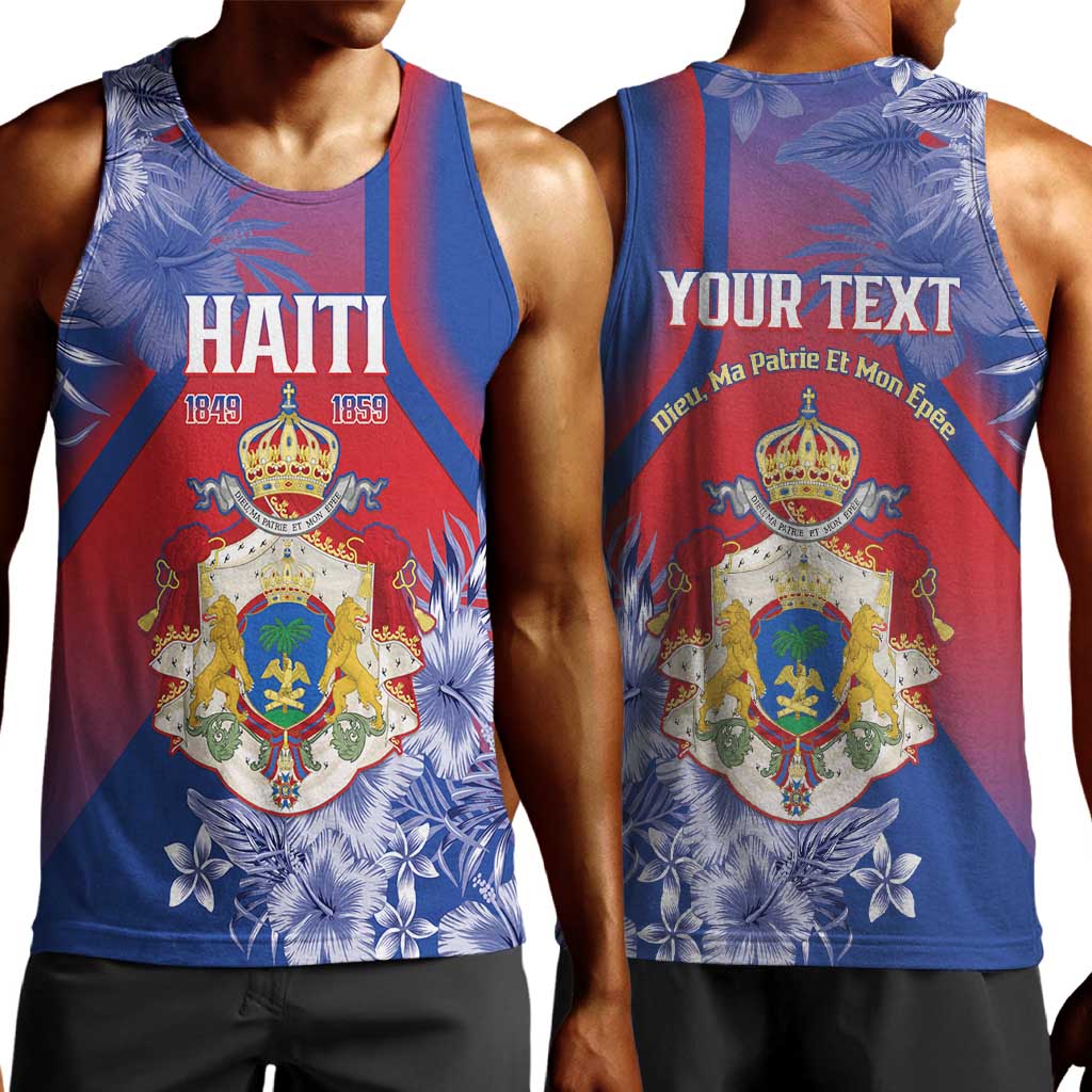 Personalized Second Anpi an Ayiti Men Tank Top Imperial Haiti Coat Of Arms Tropical Flowers LT15