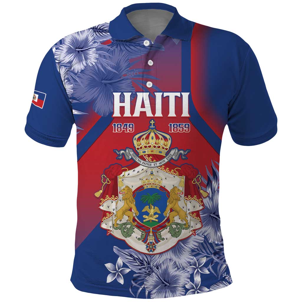 Personalised Second Empire of Haiti Polo Shirt Imperial Coat Of Arms 1849-1859 Tropical Flowers LT15