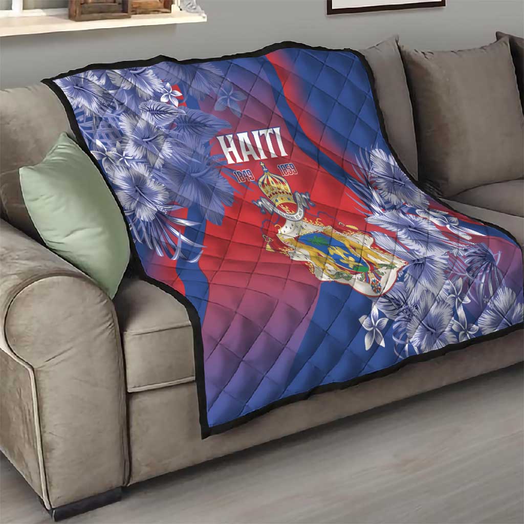 Second Anpi an Ayiti Quilt Imperial Haiti Coat Of Arms Tropical Flowers LT15