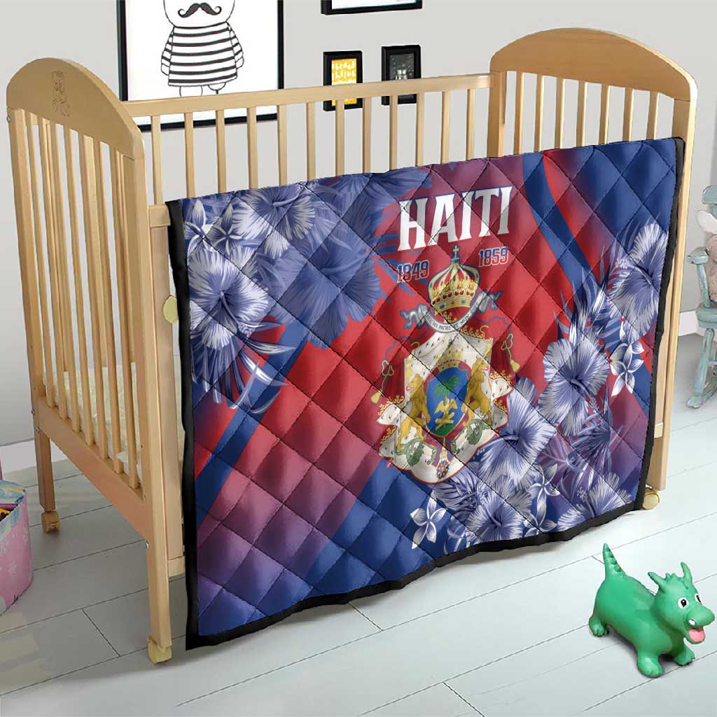Second Anpi an Ayiti Quilt Imperial Haiti Coat Of Arms Tropical Flowers LT15
