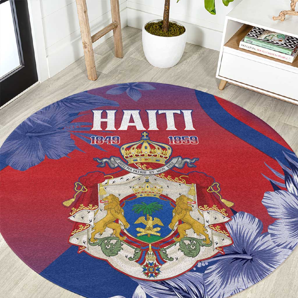 Second Anpi an Ayiti Round Carpet Imperial Haiti Coat Of Arms Tropical Flowers LT15