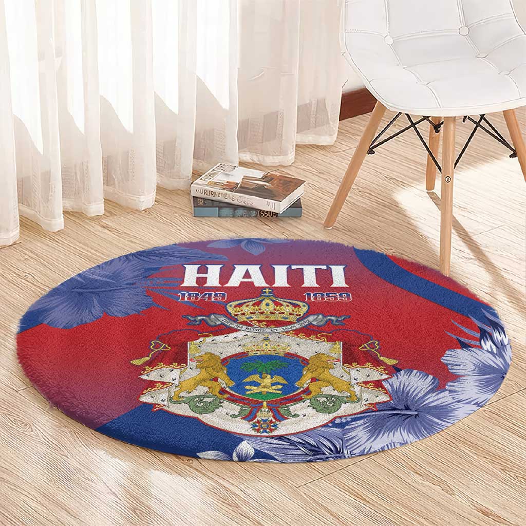 Second Anpi an Ayiti Round Carpet Imperial Haiti Coat Of Arms Tropical Flowers LT15