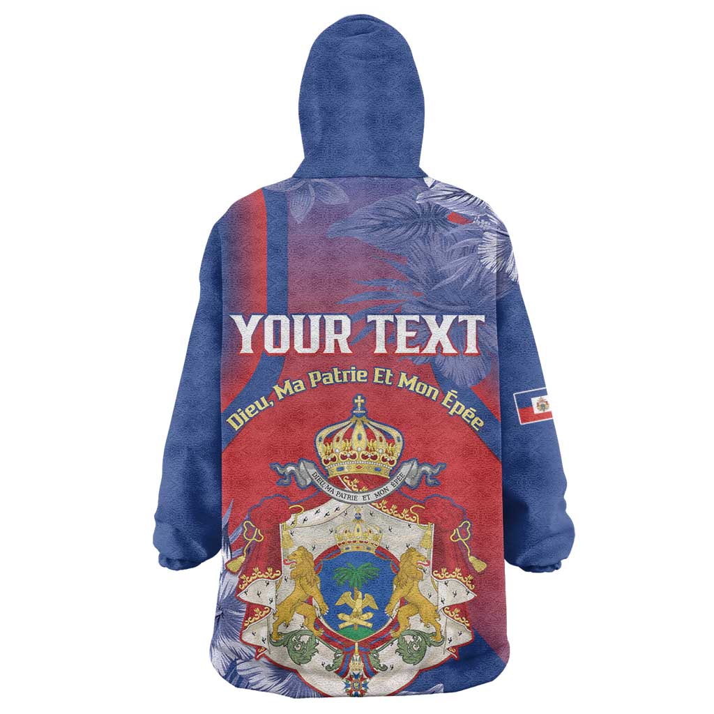 Personalized Second Anpi an Ayiti Wearable Blanket Hoodie Imperial Haiti Coat Of Arms Tropical Flowers LT15