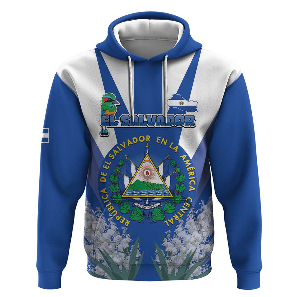 El Salvador Hoodie Turquoise-Browed Motmot With Coat Of Arms LT15