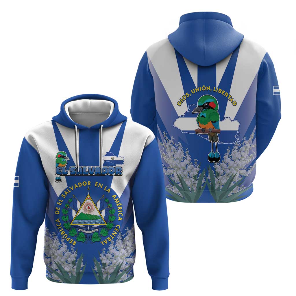 El Salvador Hoodie Turquoise-Browed Motmot With Coat Of Arms LT15