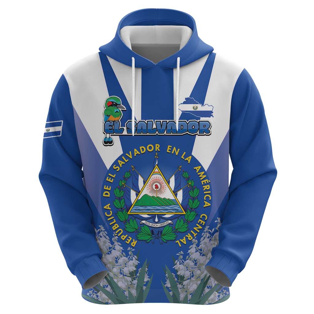 El Salvador Hoodie Turquoise-Browed Motmot With Coat Of Arms LT15