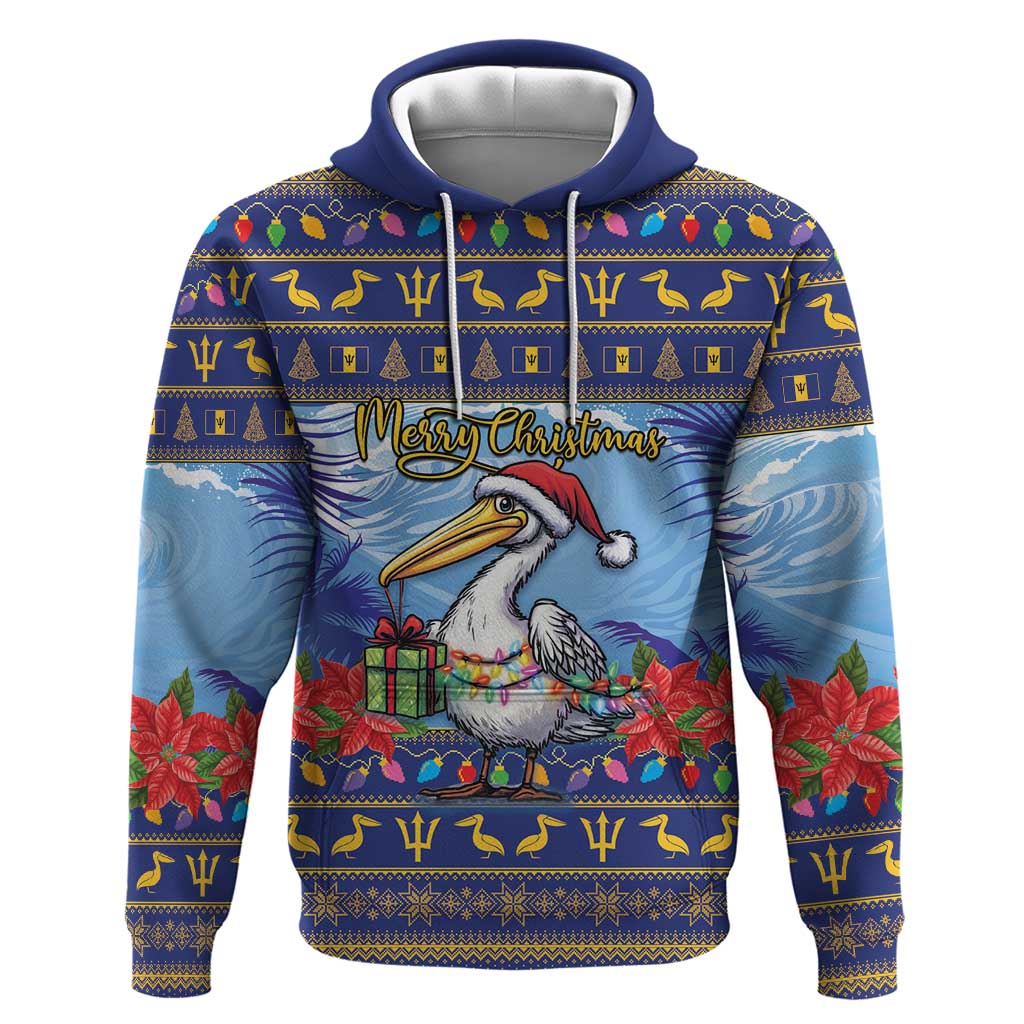 Barbados Christmas Hoodie Pelican With Poinsettia LT15