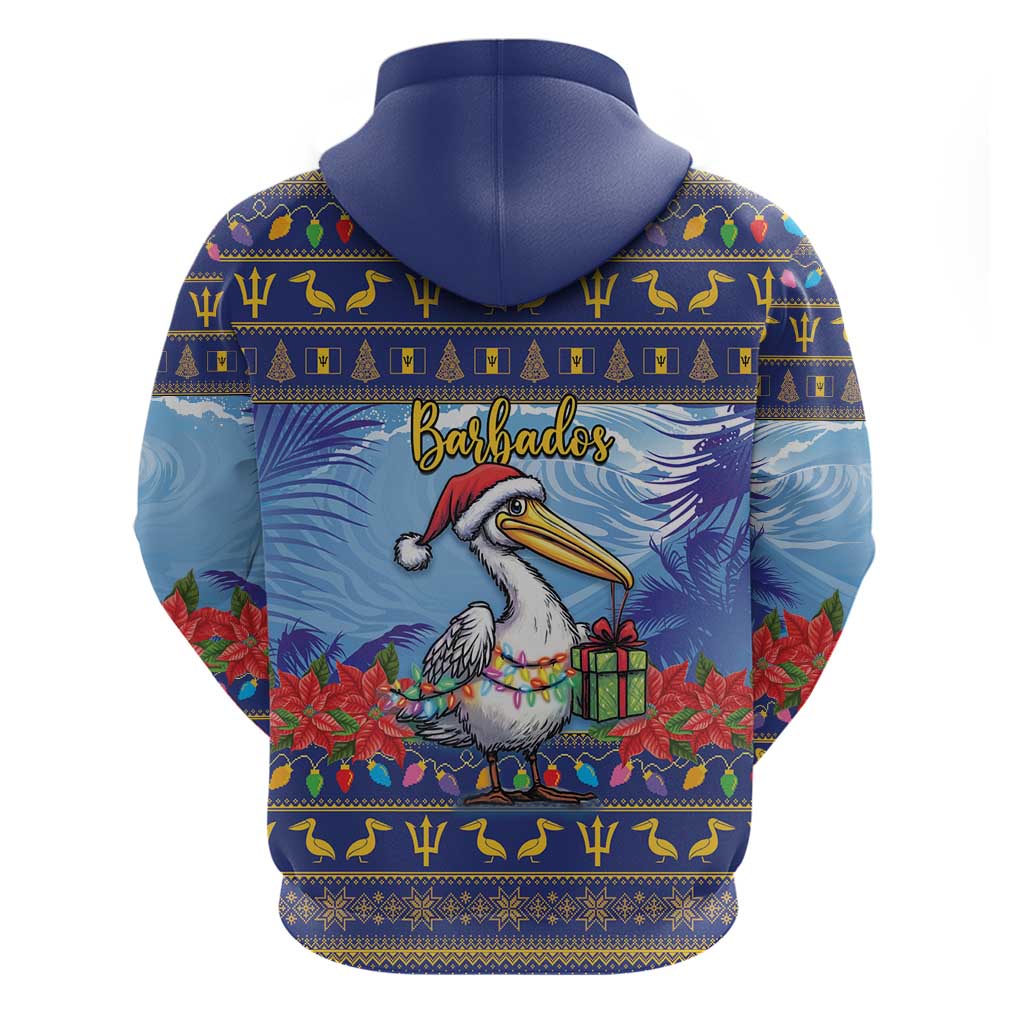 Barbados Christmas Hoodie Pelican With Poinsettia LT15