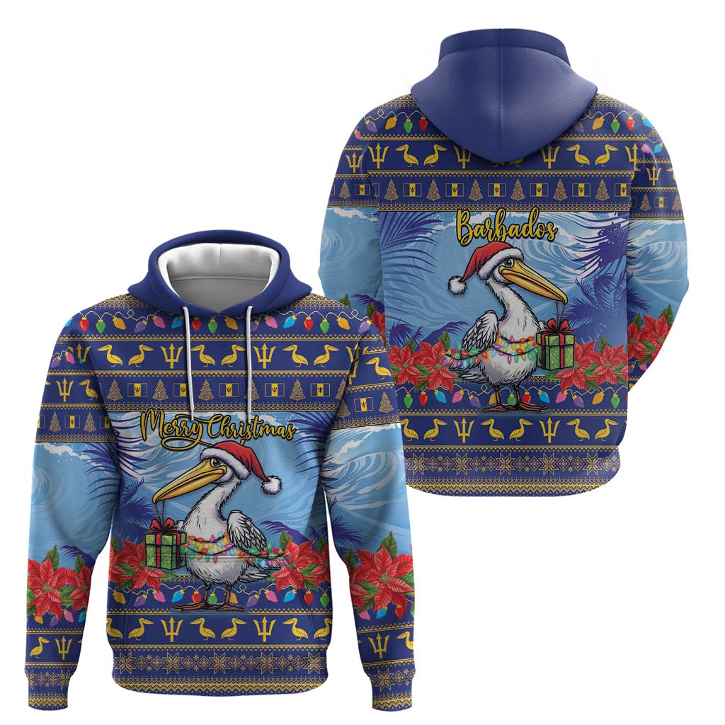 Barbados Christmas Hoodie Pelican With Poinsettia LT15