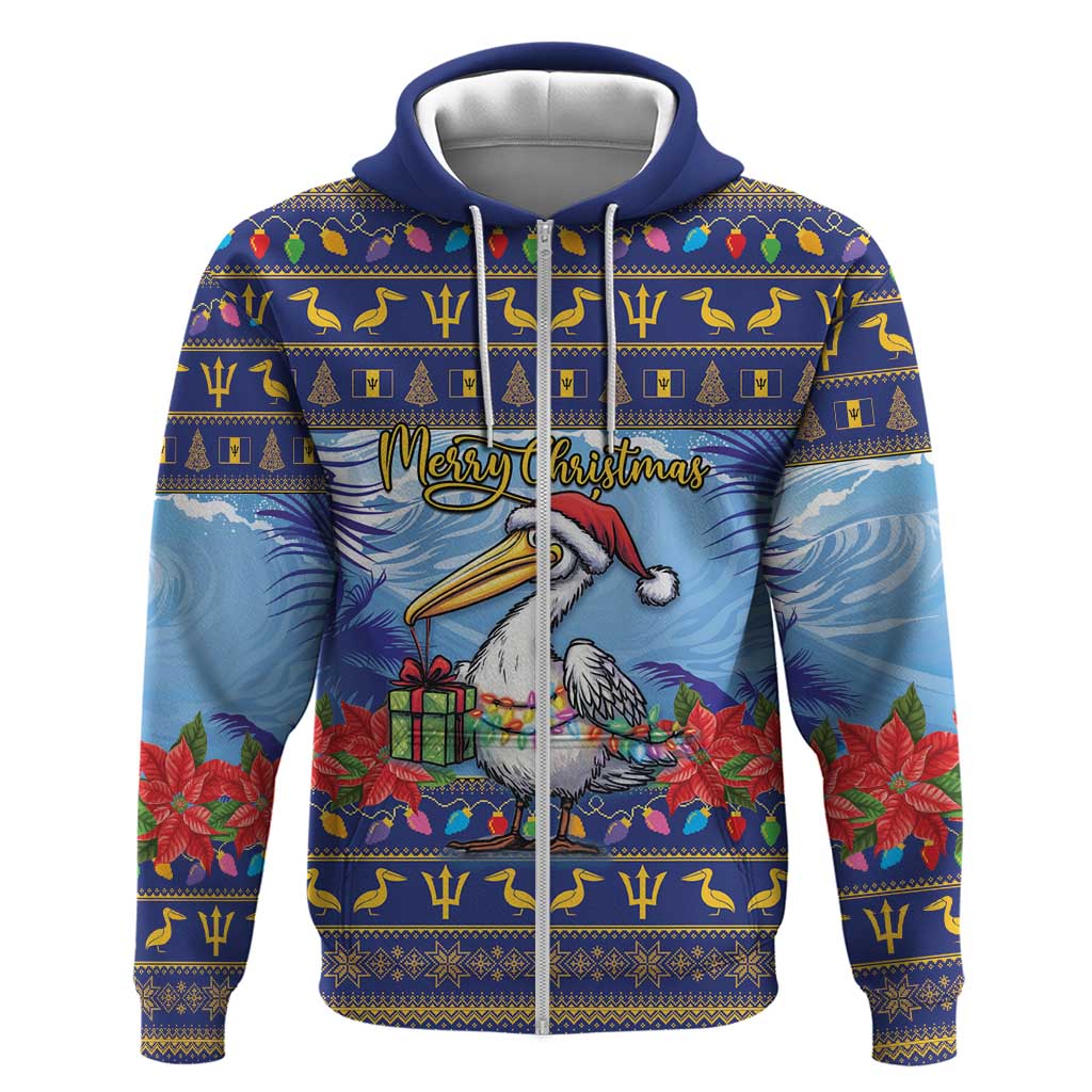 Barbados Christmas Hoodie Pelican With Poinsettia LT15