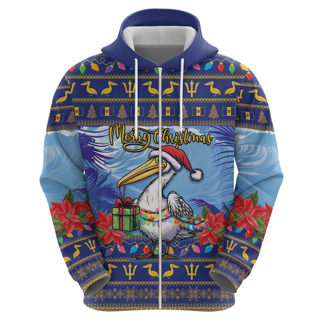 Barbados Christmas Hoodie Pelican With Poinsettia LT15