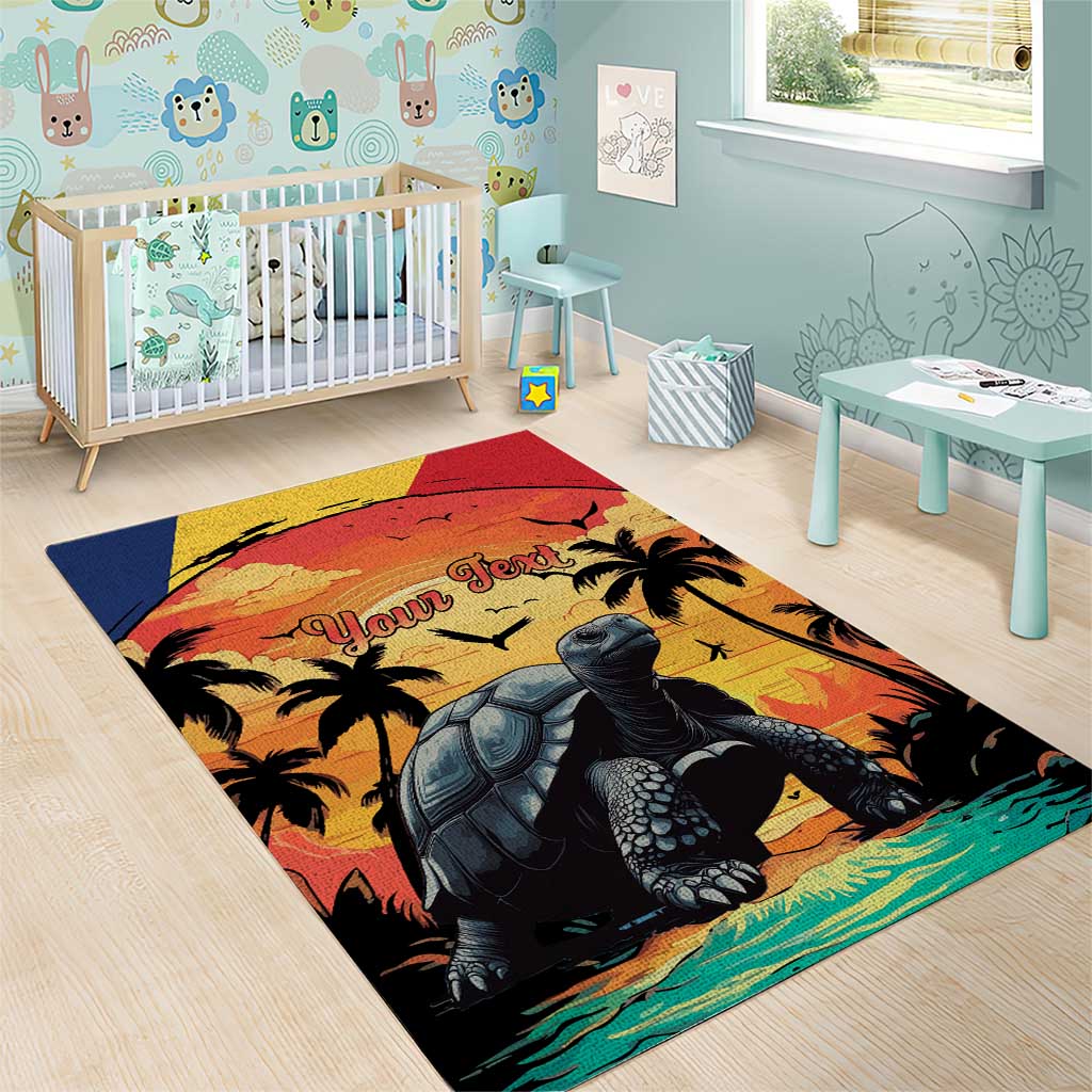 Personalised Afro Seychelles Area Rug Aldabra Giant Tortoise With Beach Sunset LT15