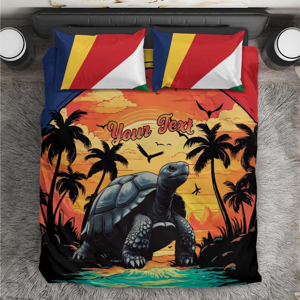 Personalised Afro Seychelles Bedding Set Aldabra Giant Tortoise With Beach Sunset LT15