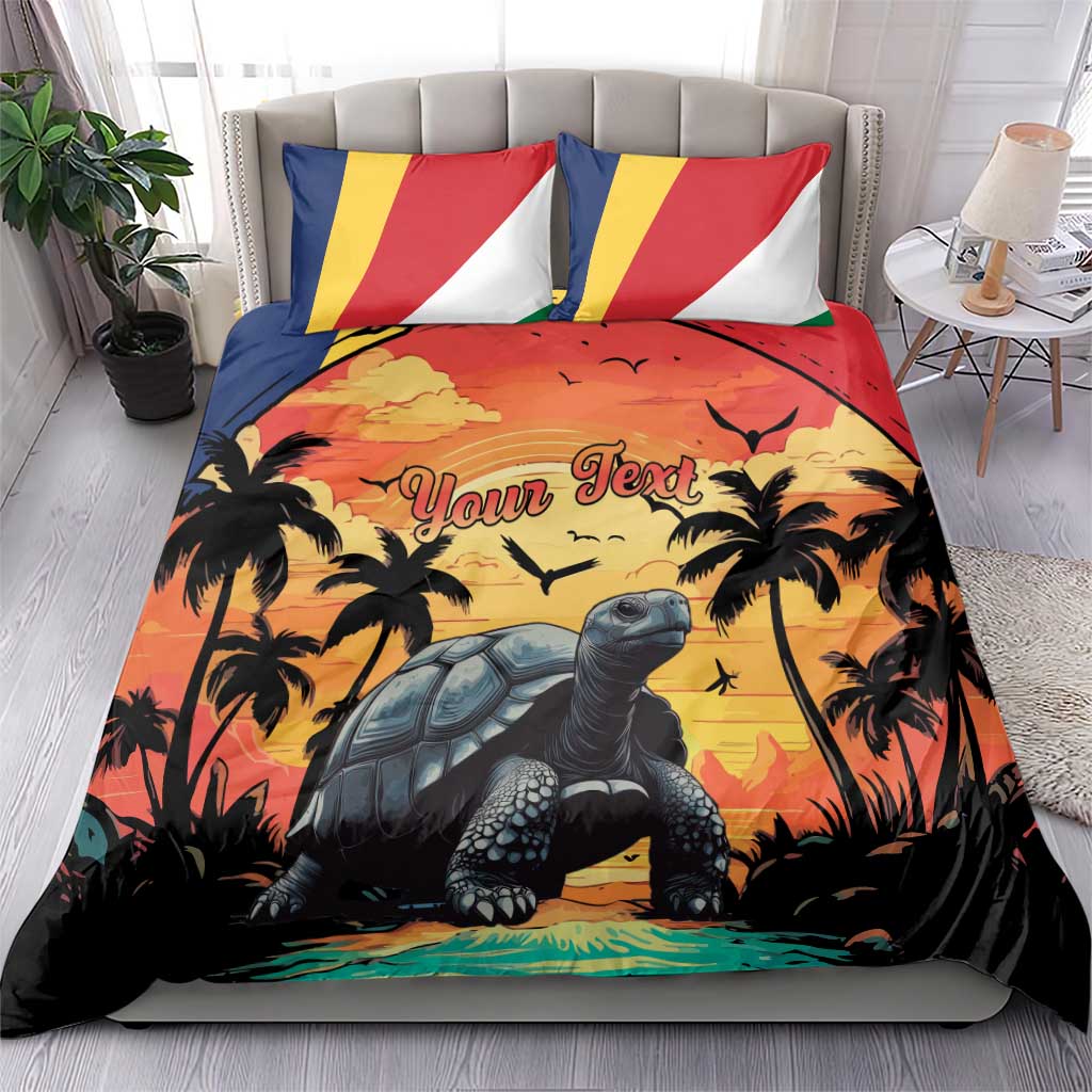 Personalised Afro Seychelles Bedding Set Aldabra Giant Tortoise With Beach Sunset LT15