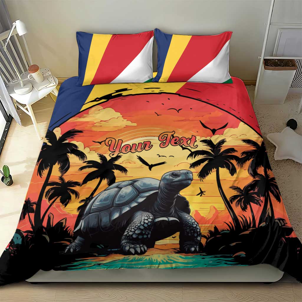Personalised Afro Seychelles Bedding Set Aldabra Giant Tortoise With Beach Sunset LT15