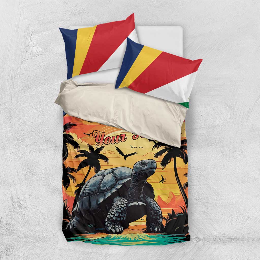 Personalised Afro Seychelles Bedding Set Aldabra Giant Tortoise With Beach Sunset LT15