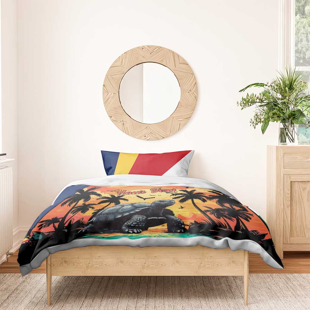 Personalised Afro Seychelles Bedding Set Aldabra Giant Tortoise With Beach Sunset LT15