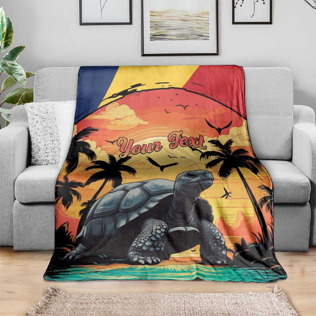 Personalised Afro Seychelles Blanket Aldabra Giant Tortoise With Beach Sunset LT15