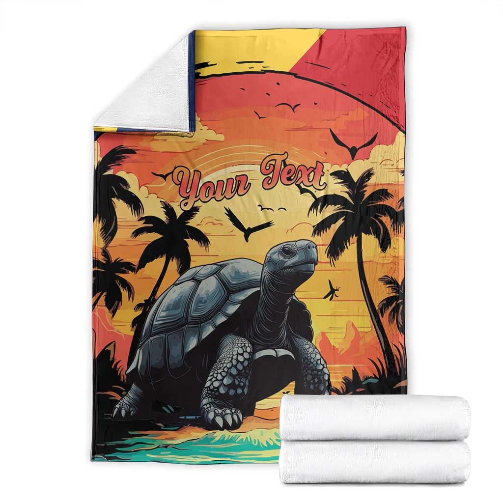 Personalised Afro Seychelles Blanket Aldabra Giant Tortoise With Beach Sunset LT15