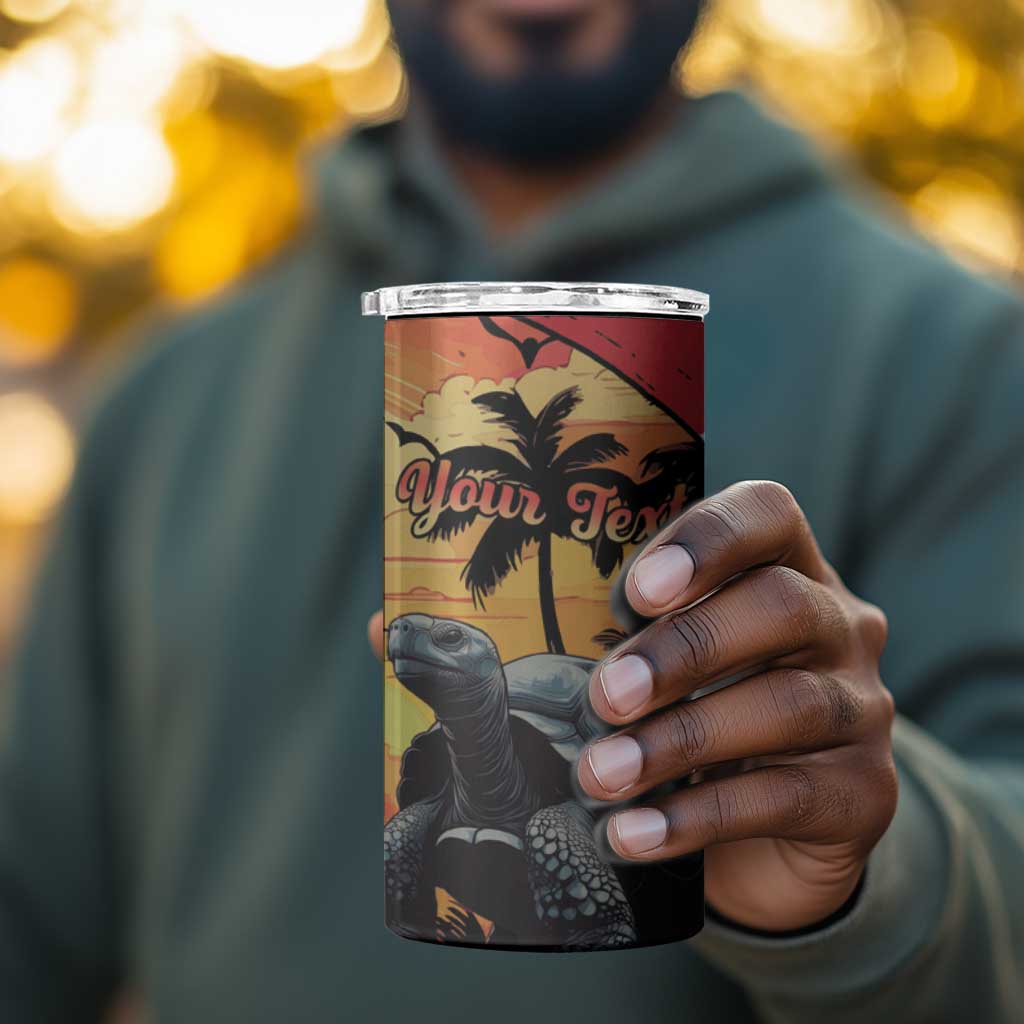Personalised Afro Seychelles 4 in 1 Can Cooler Tumbler Aldabra Giant Tortoise With Beach Sunset LT15