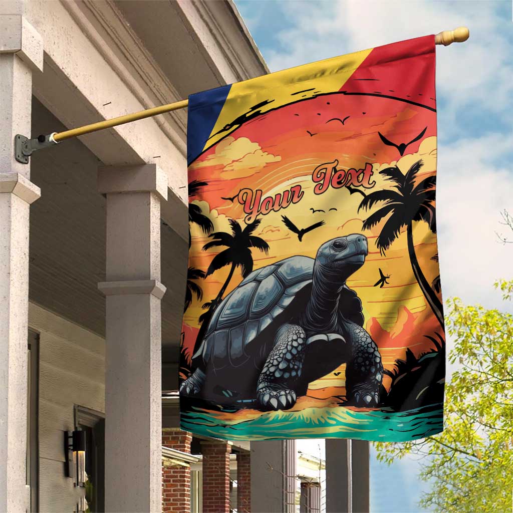 Personalised Afro Seychelles Garden Flag Aldabra Giant Tortoise With Beach Sunset LT15