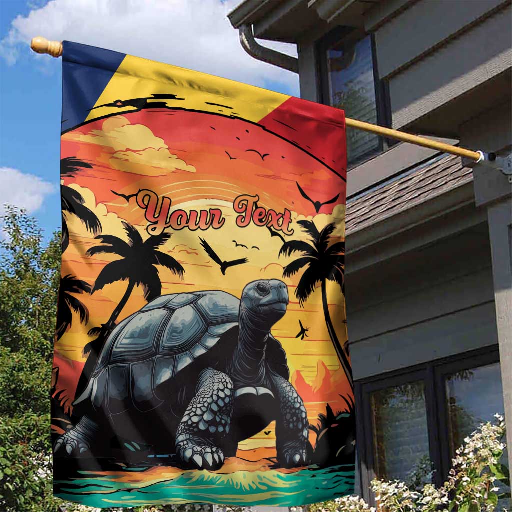 Personalised Afro Seychelles Garden Flag Aldabra Giant Tortoise With Beach Sunset LT15